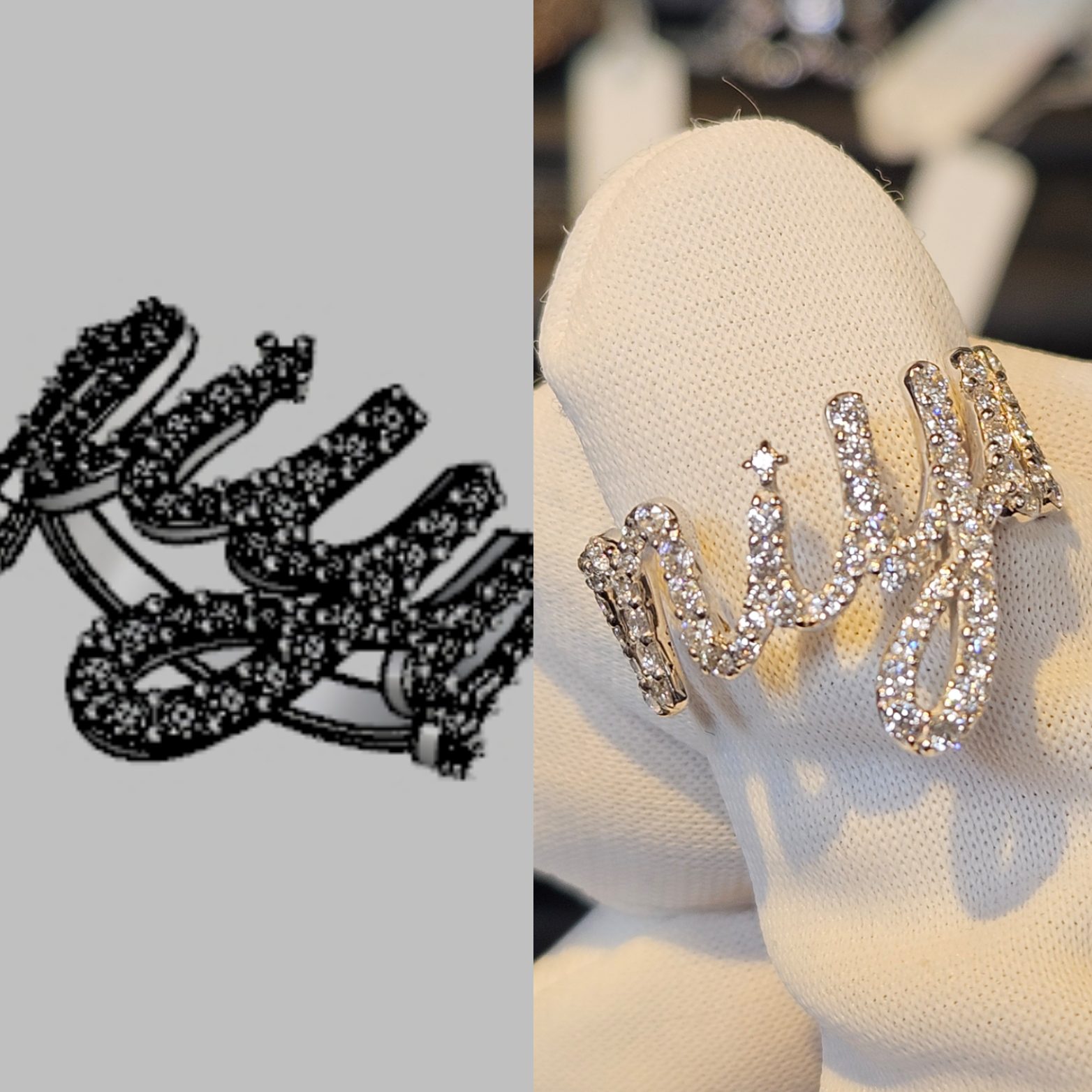 イニシャルリングをオーダーメイド制作したジュエリー制作事例