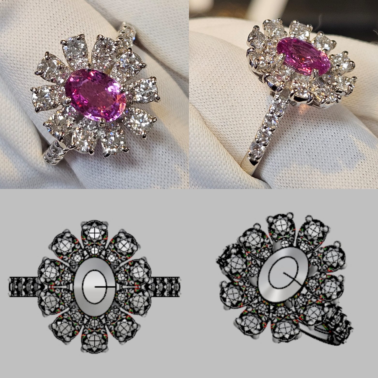 ピンクサファイアリングのオリジナルジュエリー制作事例