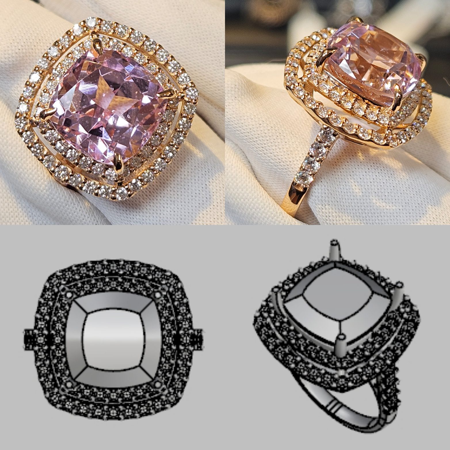 クンツァイトリングのオリジナルジュエリー制作事例