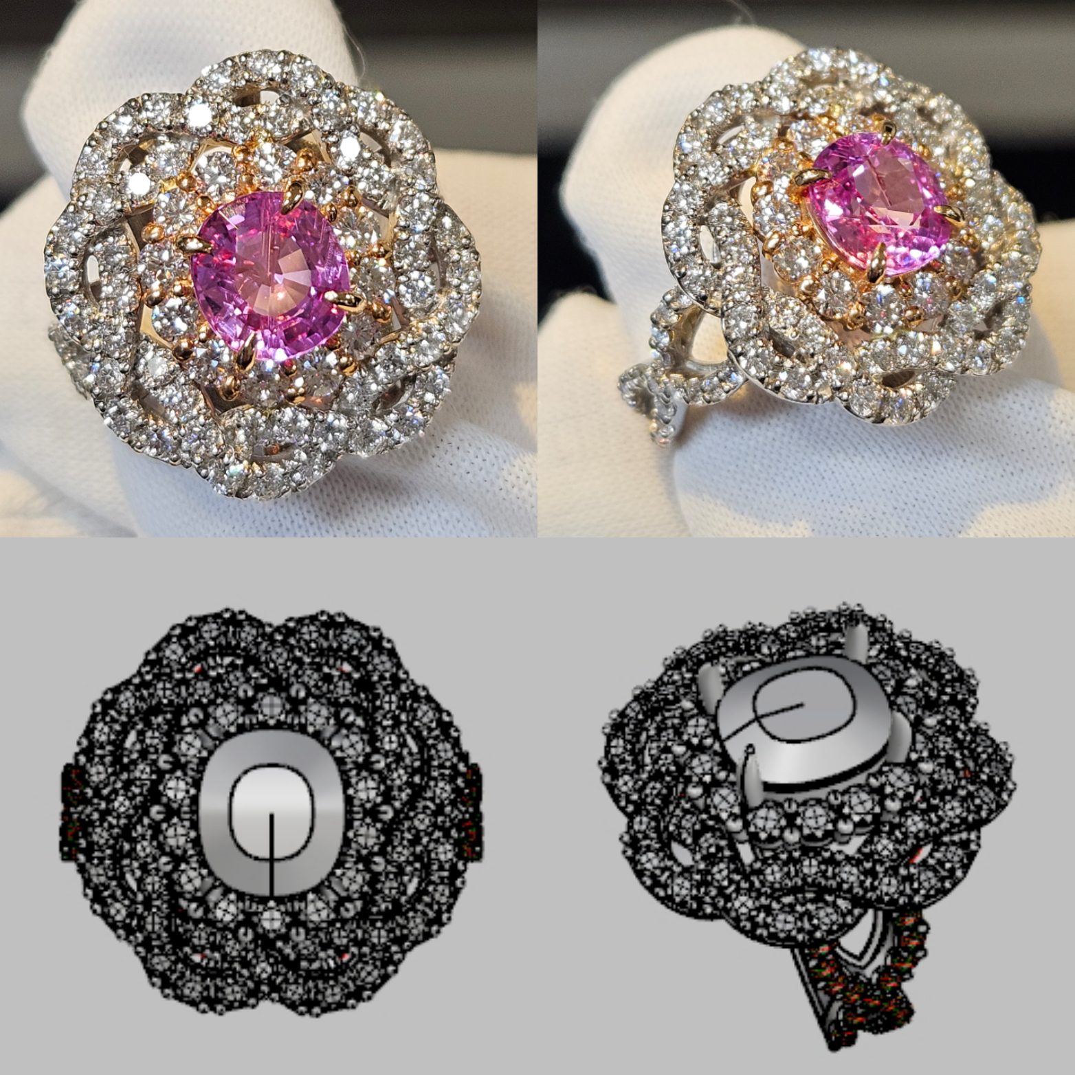 ピンクサファイアリングのオリジナルジュエリー制作事例