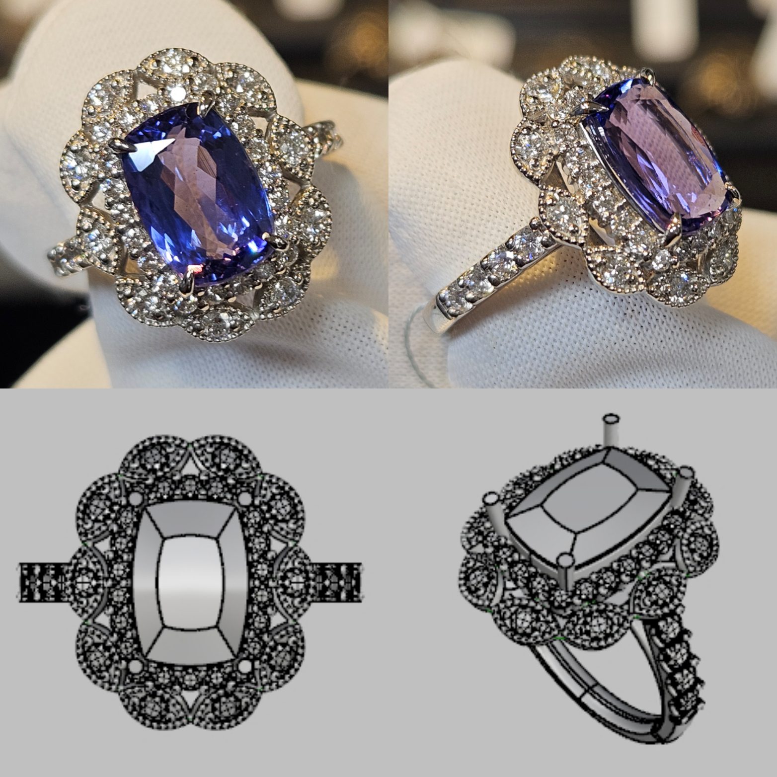 タンザナイトリングのオリジナルジュエリー制作事例