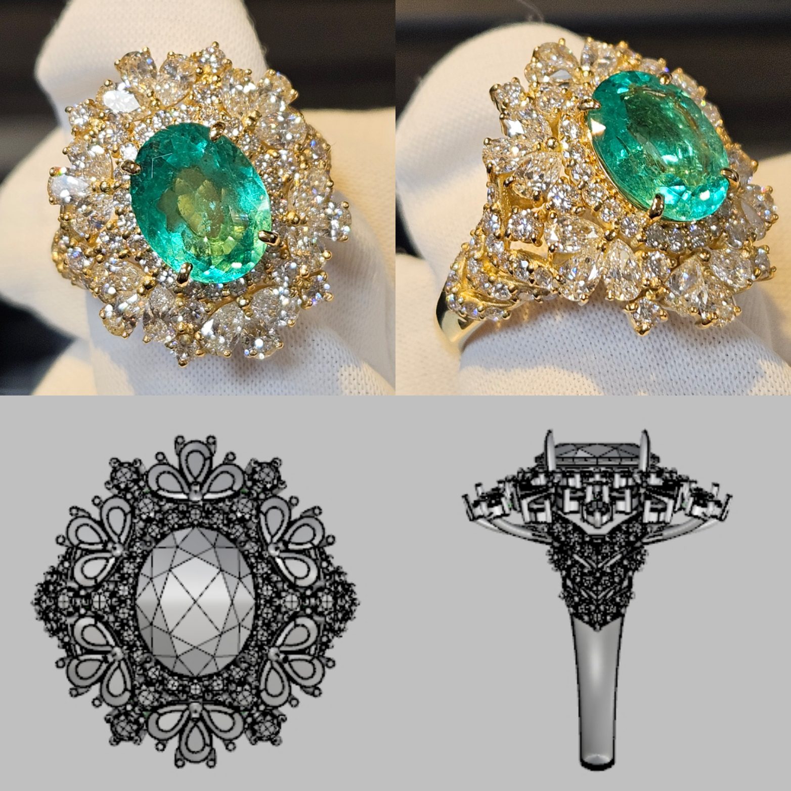 エメラルドリングのオリジナルジュエリー制作事例